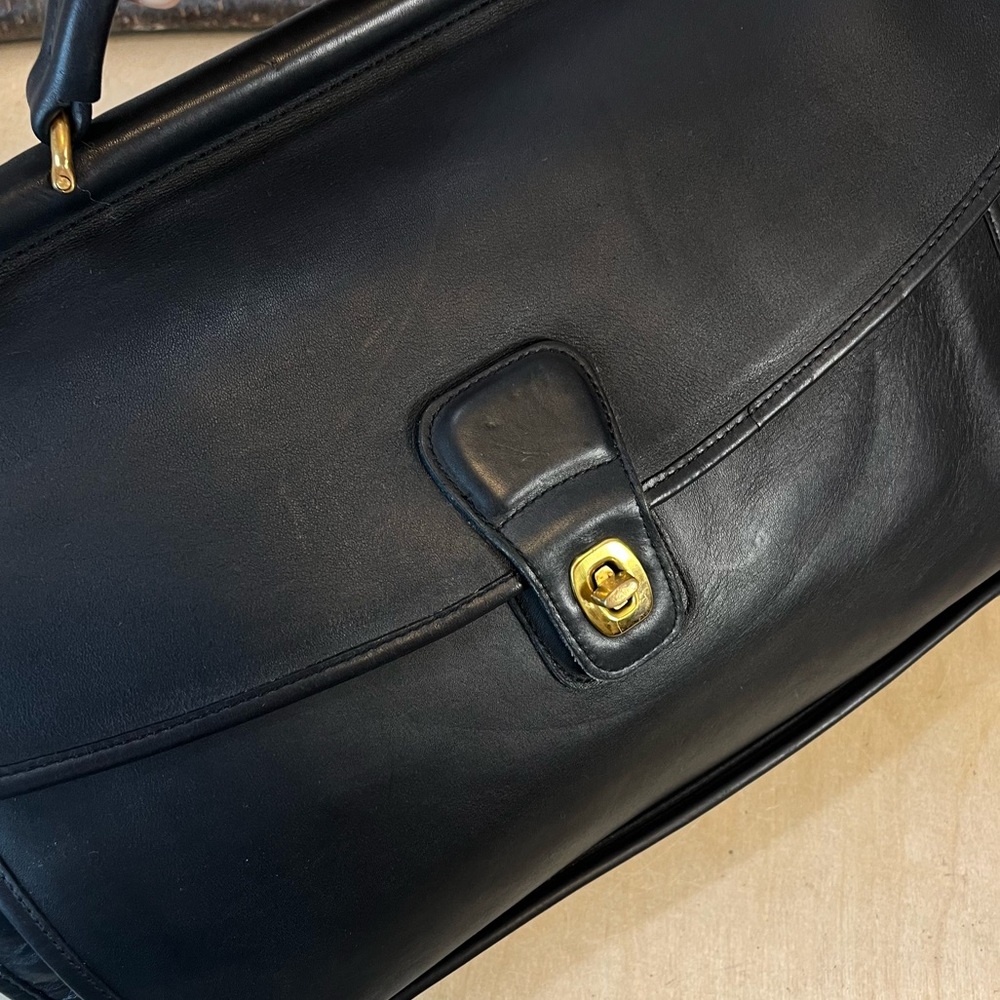 Vintage Coach Court Top Handle Bag 5285 Black USA Turnlock Full Grain Leather - Picture 15 of 16